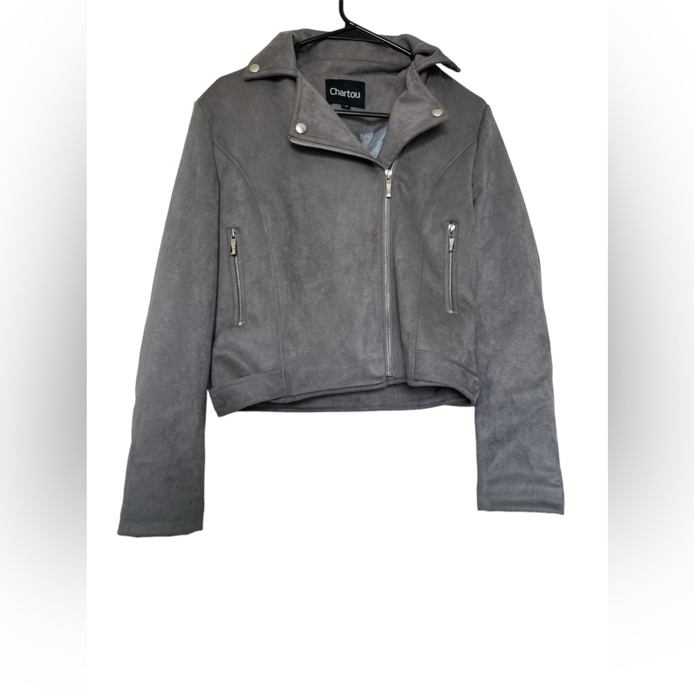 CHARTOU‎ Faux Suede Leather Casual Jacket, Size Small
